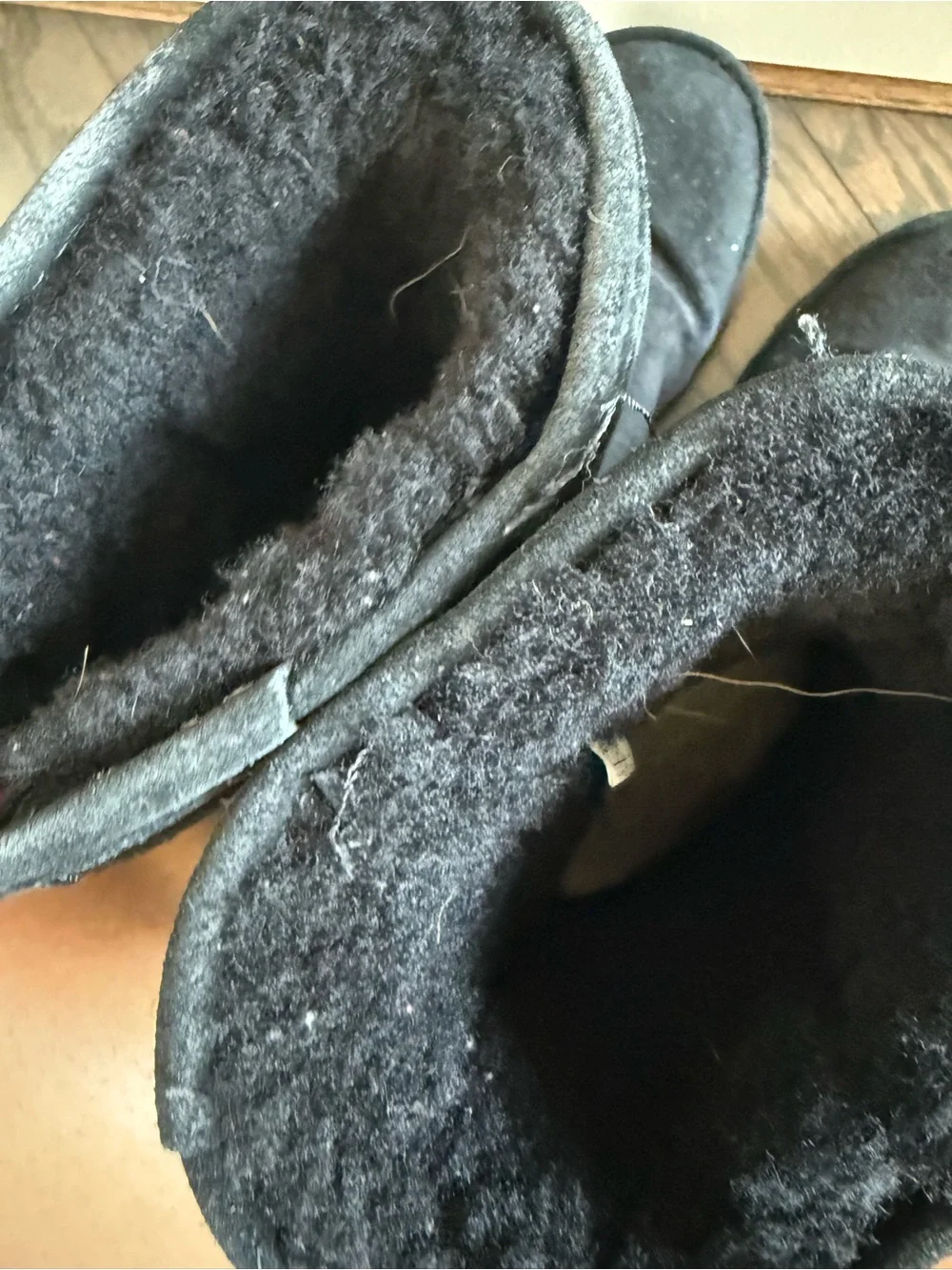 BEARPAW Suede Shearling Lined Mid-Calf Slip-On Boots Black Women’s US 6